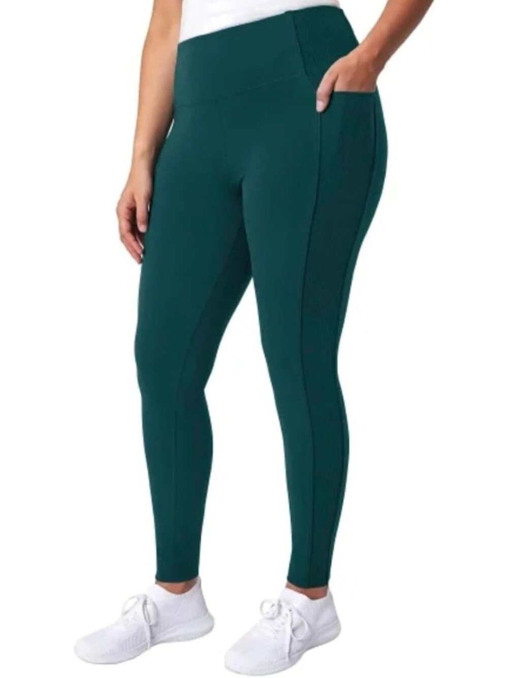 NWT Mondetta Women’s S Green High-Rise Ribbed Panel Leggings